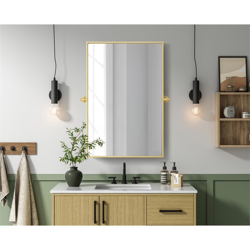 Elegant Kitchen And Bath Amoura 24X36 Pivot Mirror in Brass
