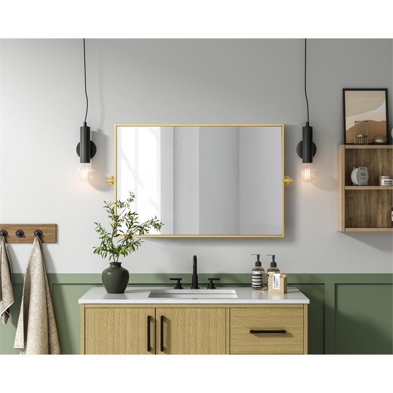 Elegant Kitchen And Bath Amoura 24X36 Pivot Mirror in Brass