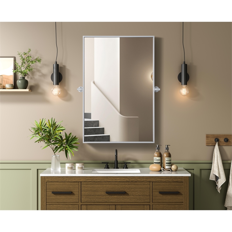 Elegant Kitchen And Bath Amoura 24X36 Pivot Mirror in Silver