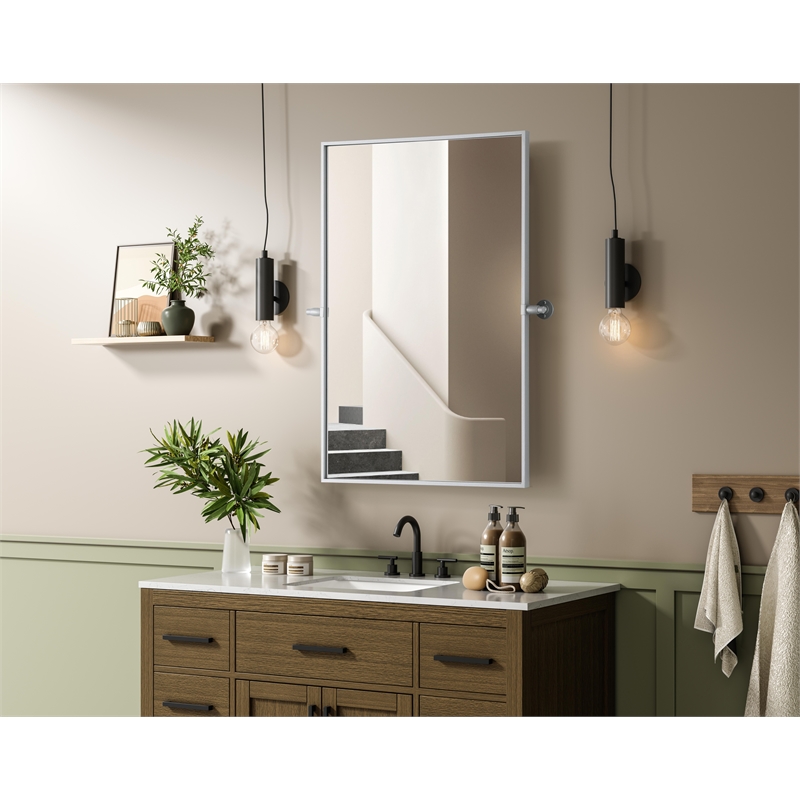 Elegant Kitchen And Bath Amoura 24X36 Pivot Mirror in Silver