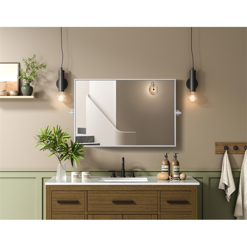 Elegant Kitchen And Bath Amoura 24X36 Pivot Mirror in Silver
