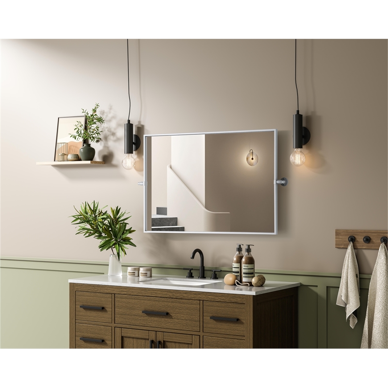 Elegant Kitchen And Bath Amoura 24X36 Pivot Mirror in Silver
