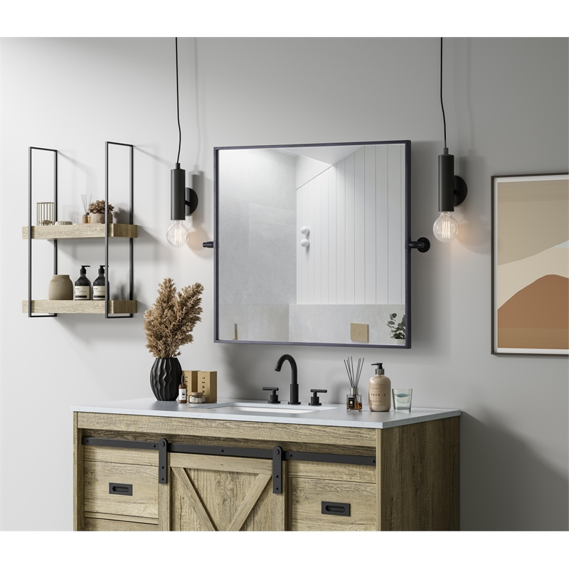 Elegant Kitchen And Bath Amoura 27X30 Pivot Mirror in Black