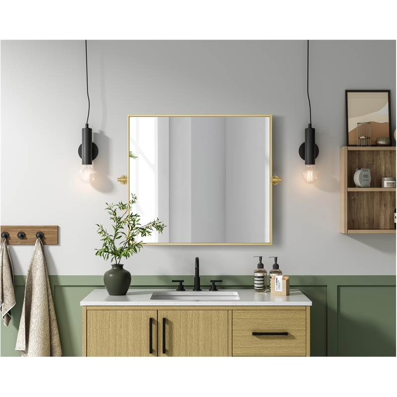 Elegant Kitchen And Bath Amoura 27X30 Pivot Mirror in Brass