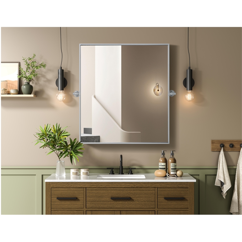 Elegant Kitchen And Bath Amoura 27X30 Pivot Mirror in Silver