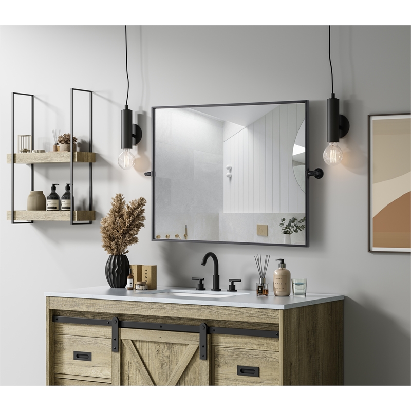 Elegant Kitchen And Bath Amoura 27X36 Pivot Mirror in Black