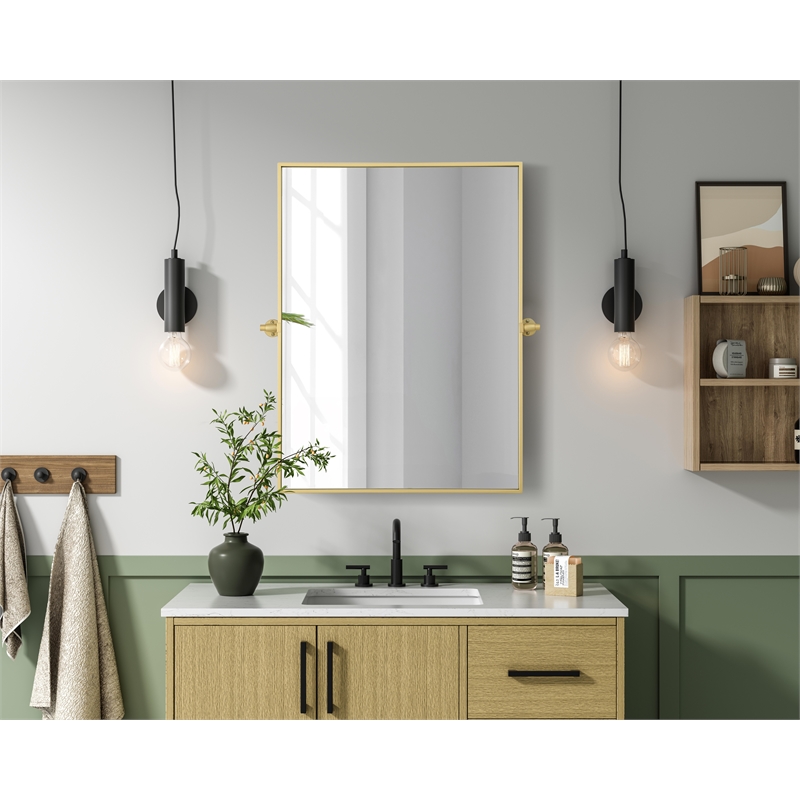 Elegant Kitchen And Bath Amoura 27X36 Pivot Mirror in Brass