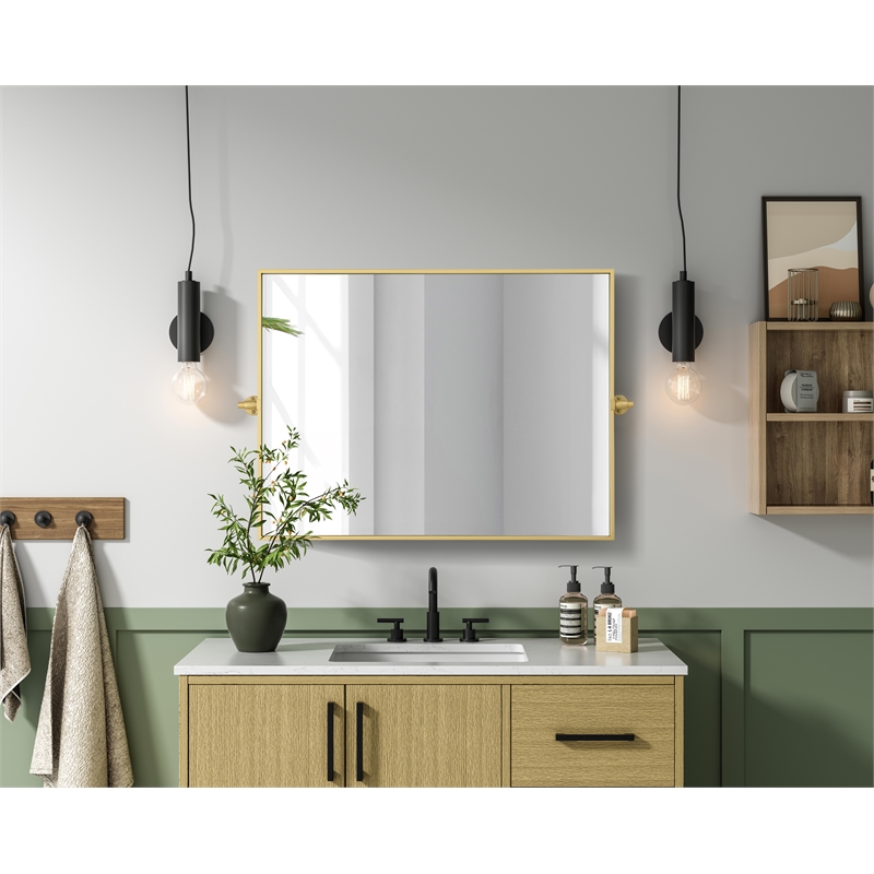 Elegant Kitchen And Bath Amoura 27X36 Pivot Mirror in Brass