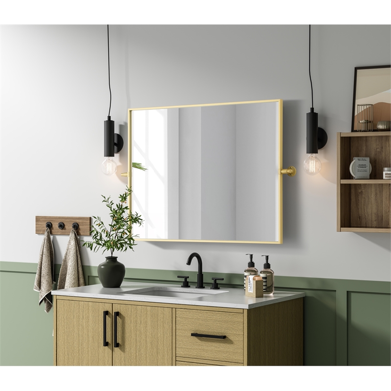 Elegant Kitchen And Bath Amoura 27X36 Pivot Mirror in Brass