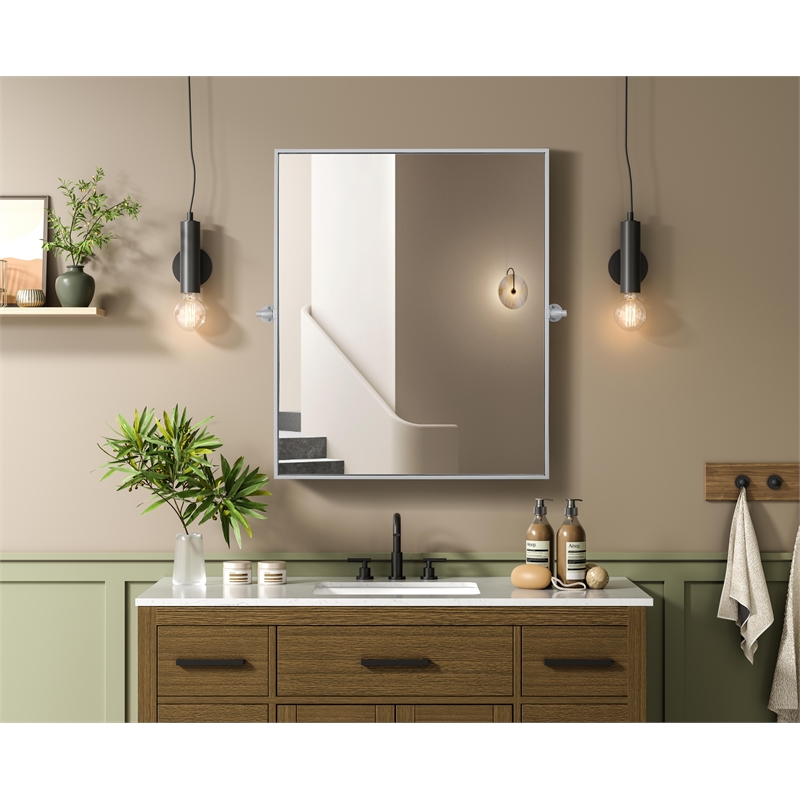 Elegant Kitchen And Bath Amoura 30X36 Pivot Mirror in Silver