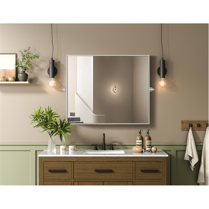 Elegant Kitchen And Bath Amoura 30X36 Pivot Mirror in Silver