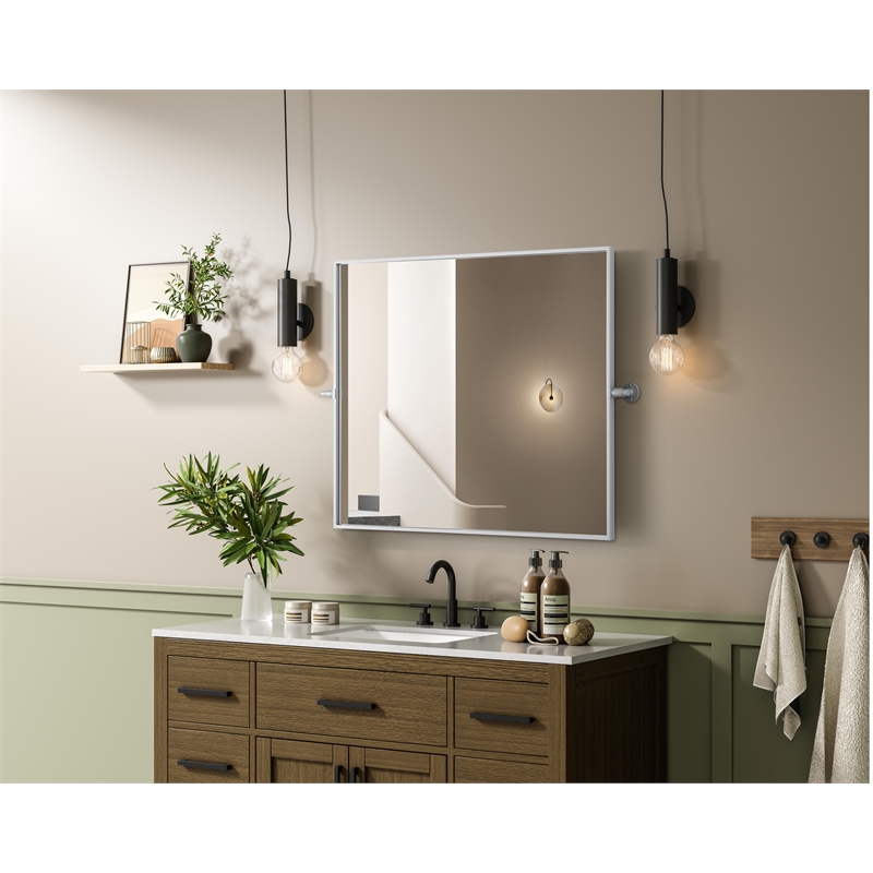 Elegant Kitchen And Bath Amoura 30X36 Pivot Mirror in Silver