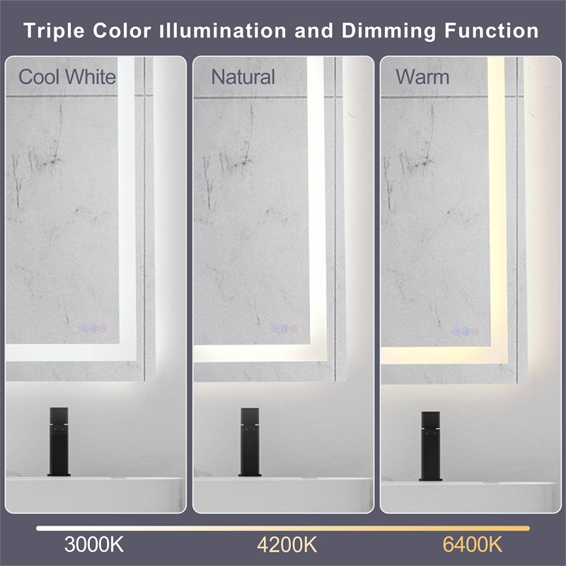Elegant Kitchen And Bath Riven 40X36 Led Mirror in Silver
