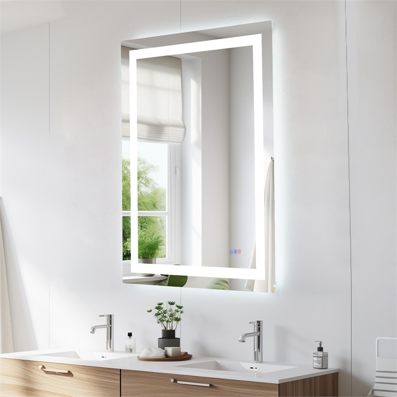 Elegant Kitchen And Bath Riven 48X36 Led Mirror in Silver