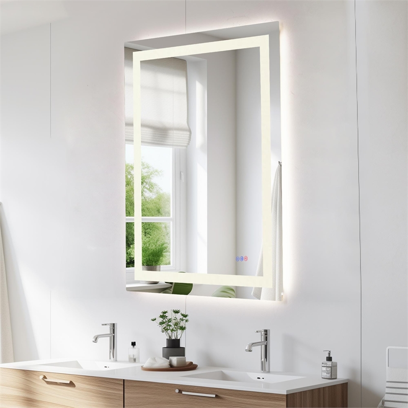 Elegant Kitchen And Bath Riven 48X36 Led Mirror in Silver