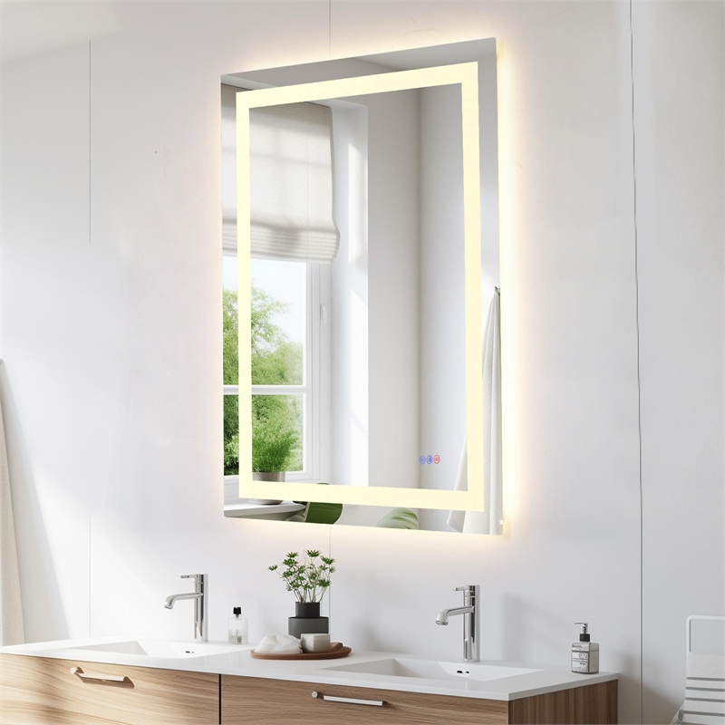 Elegant Kitchen And Bath Riven 48X36 Led Mirror in Silver