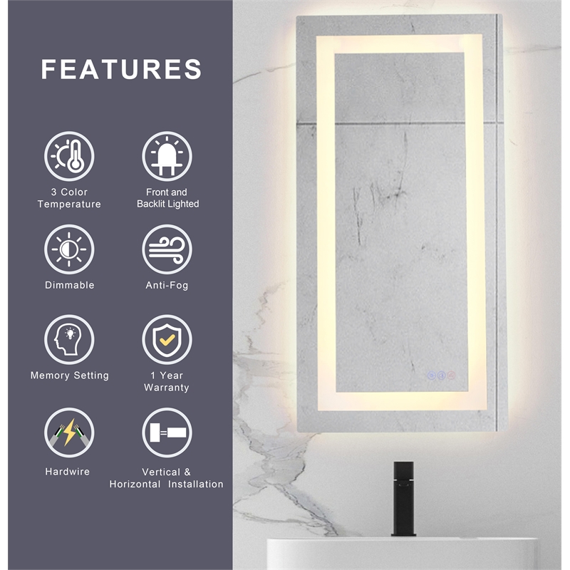 Elegant Kitchen And Bath Riven 48X36 Led Mirror in Silver