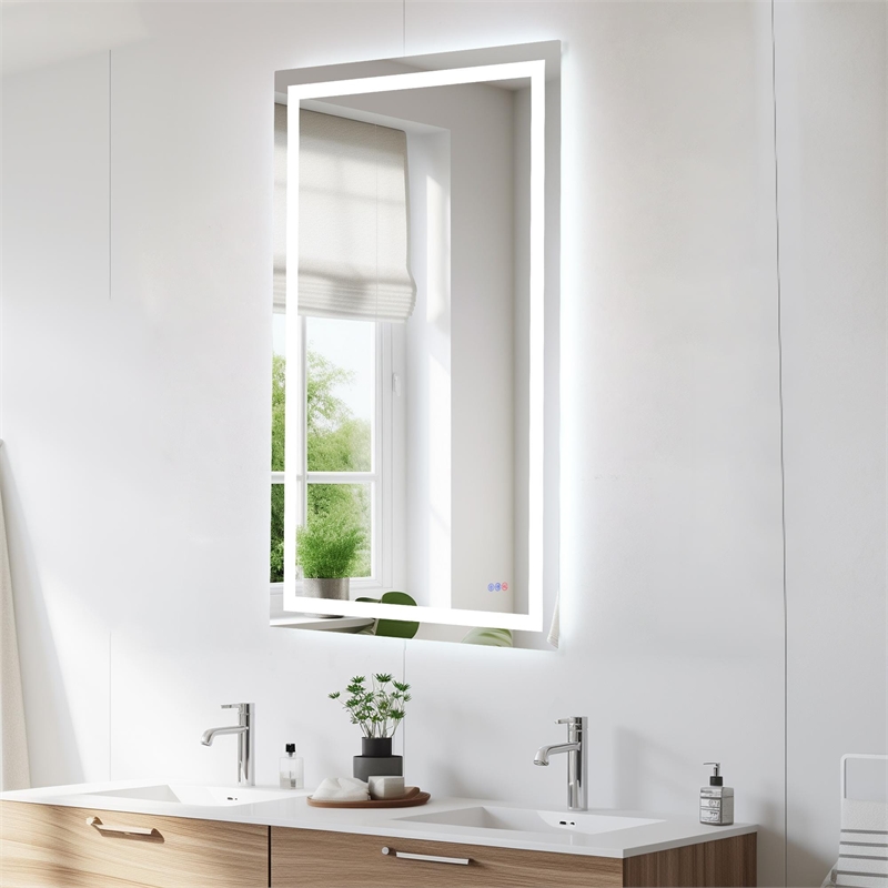 Elegant Kitchen And Bath Riven 60X36 Led Mirror in Silver