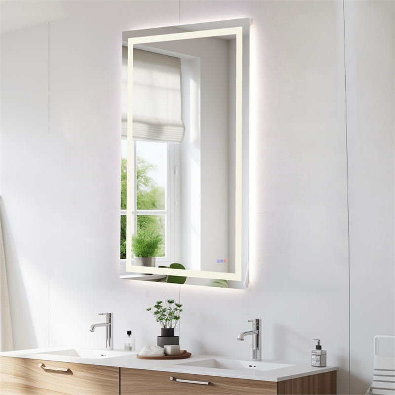 Elegant Kitchen And Bath Riven 60X36 Led Mirror in Silver