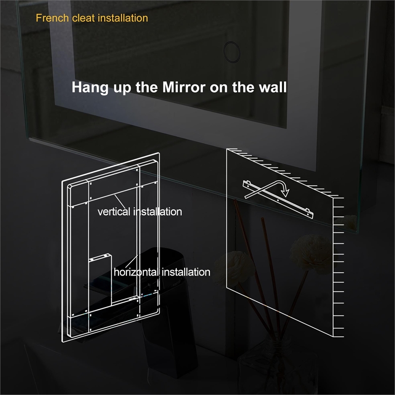 Elegant Kitchen And Bath Riven 72X36 Led Mirror in Silver