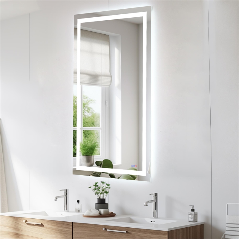 Elegant Kitchen And Bath Riven 72X36 Led Mirror in Silver