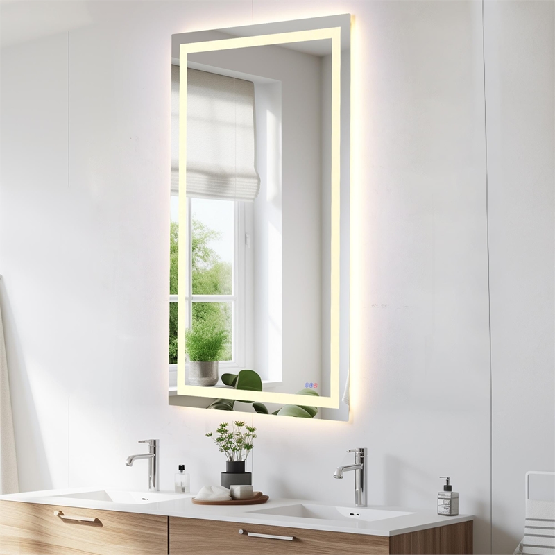 Elegant Kitchen And Bath Riven 72X36 Led Mirror in Silver