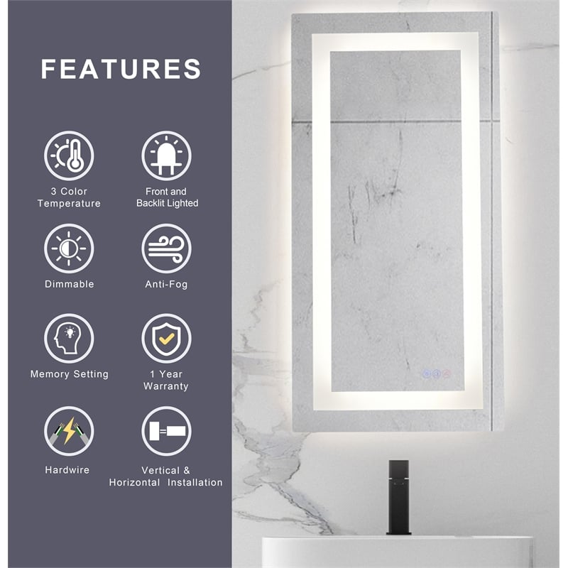 Elegant Kitchen And Bath Riven 60X42 Led Mirror in Silver