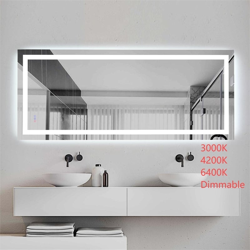 Elegant Kitchen And Bath Riven 72X42 Led Mirror in Silver