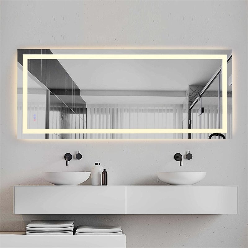 Elegant Kitchen And Bath Riven 72X42 Led Mirror in Silver