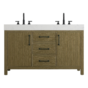 Elegant Kitchen and Bath 54&quot Double Bathroom Vanity in Chestnut Brown