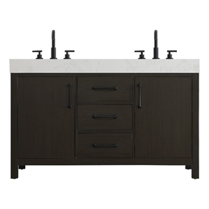 Elegant Kitchen and Bath 54&quot Double Bathroom Vanity in Mocha Brown