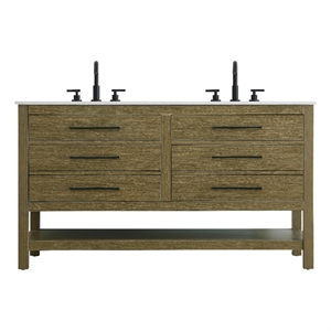 Elegant Kitchen and Bath 60&quot Double Bathroom Vanity in Chestnut Brown