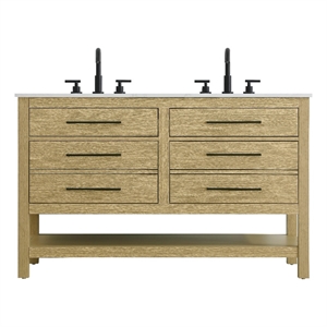 Elegant Kitchen and Bath 60&quot Double Bathroom Vanity in Honey Brown