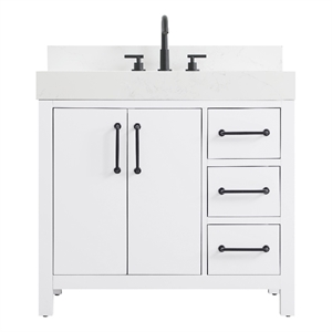 Elegant Kitchen and Bath 36&quot Single Bathroom Vanity in White With Backsplash