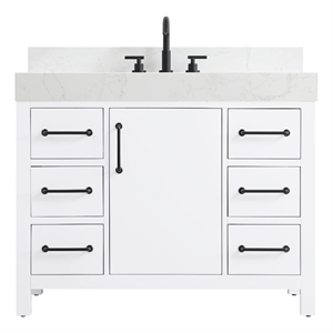 Elegant Kitchen and Bath 42&quot Single Bathroom Vanity in White With Backsplash