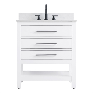 Elegant Kitchen and Bath 30&quot Single Bathroom Vanity in White With Backsplash