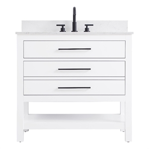 Elegant Kitchen and Bath 36&quot Single Bathroom Vanity in White With Backsplash