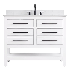 Elegant Kitchen and Bath 42&quot Single Bathroom Vanity in White With Backsplash
