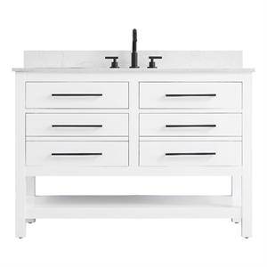 Elegant Kitchen and Bath 48&quot Single Bathroom Vanity in White With Backsplash