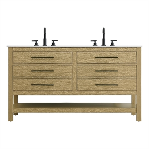 Elegant Kitchen and Bath 54&quot Double Bathroom Vanity in Honey Brown