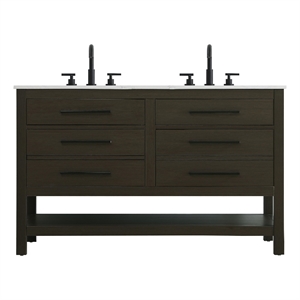 Elegant Kitchen and Bath 54&quot Double Bathroom Vanity in Mocha Brown