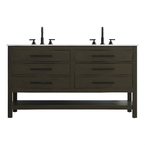 Elegant Kitchen and Bath 60&quot Double Bathroom Vanity in Mocha Brown