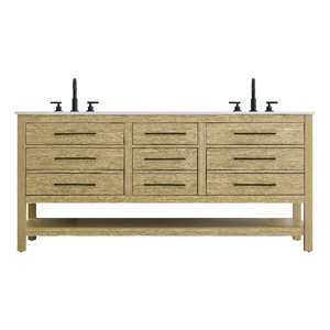 Elegant Kitchen and Bath 72&quot Double Bathroom Vanity in Honey Brown