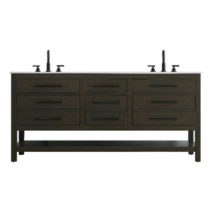 Elegant Kitchen and Bath 72&quot Double Bathroom Vanity in Mocha Brown