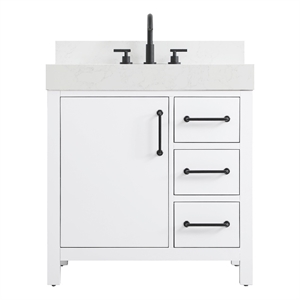 Elegant Kitchen and Bath 32&quot Single Bathroom Vanity in White With Backsplash