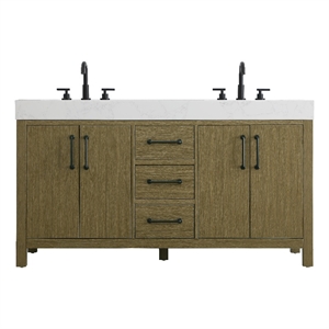 Elegant Kitchen and Bath 60&quot Double Bathroom Vanity in Chestnut Brown
