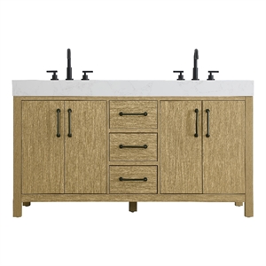 Elegant Kitchen and Bath 60&quot Double Bathroom Vanity in Honey Brown