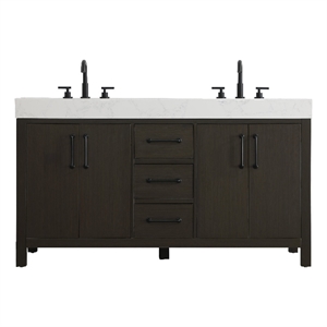 Elegant Kitchen and Bath 60&quot Double Bathroom Vanity in Mocha Brown