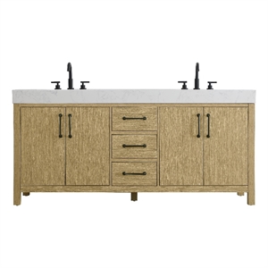 Elegant Kitchen and Bath 72&quot Double Bathroom Vanity in Honey Brown