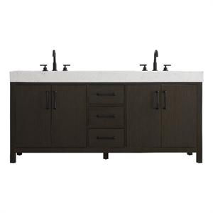 Elegant Kitchen and Bath 72&quot Double Bathroom Vanity in Mocha Brown